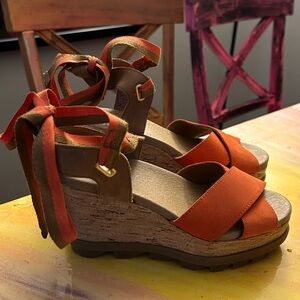 Sorel Joanie Suede Leather High Ankle Lace Up Sandals